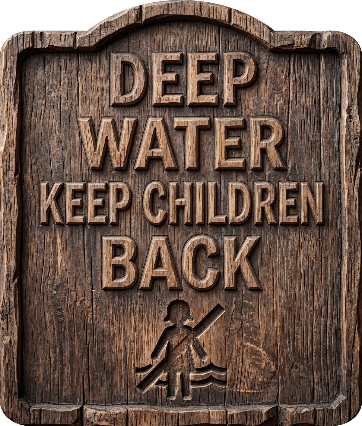 Deep Water Keep Children Back Rustic Sign