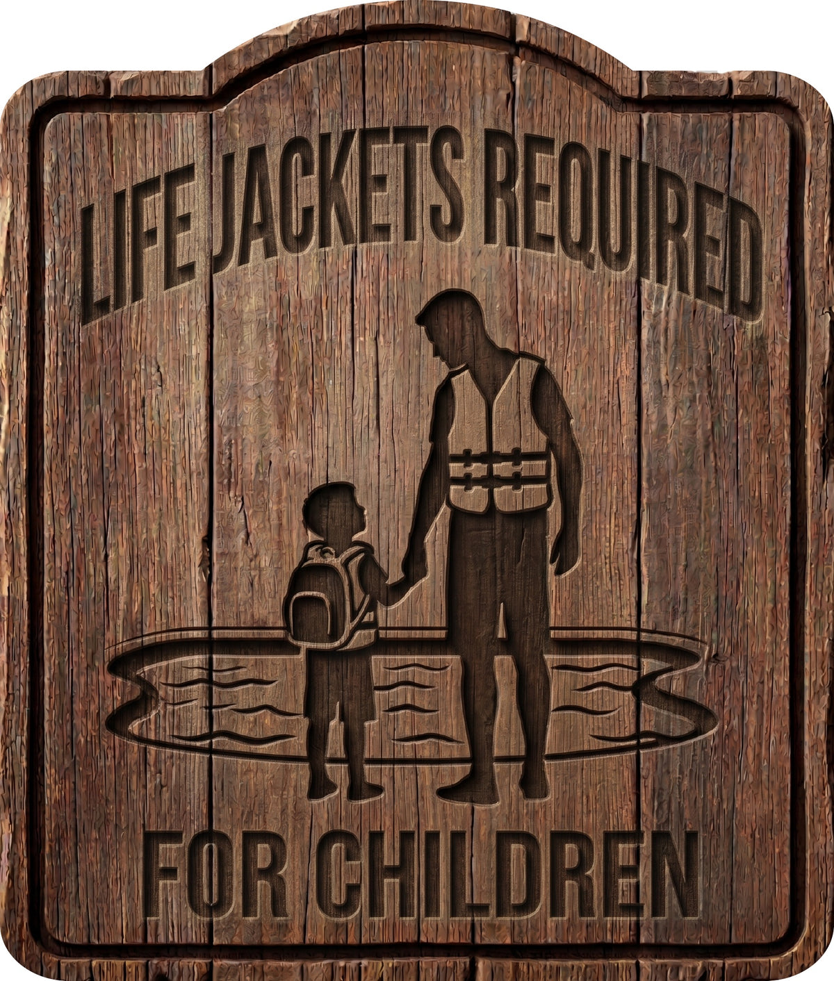 Life Jackets Required for Children Rustic Sign