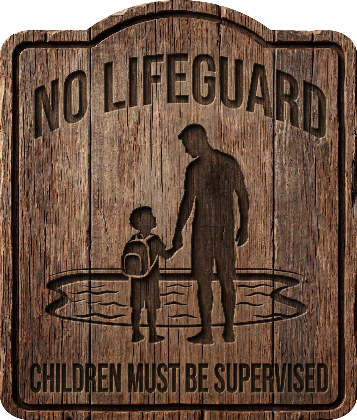 No Lifeguard Children Must Be Supervised Rustic Sign