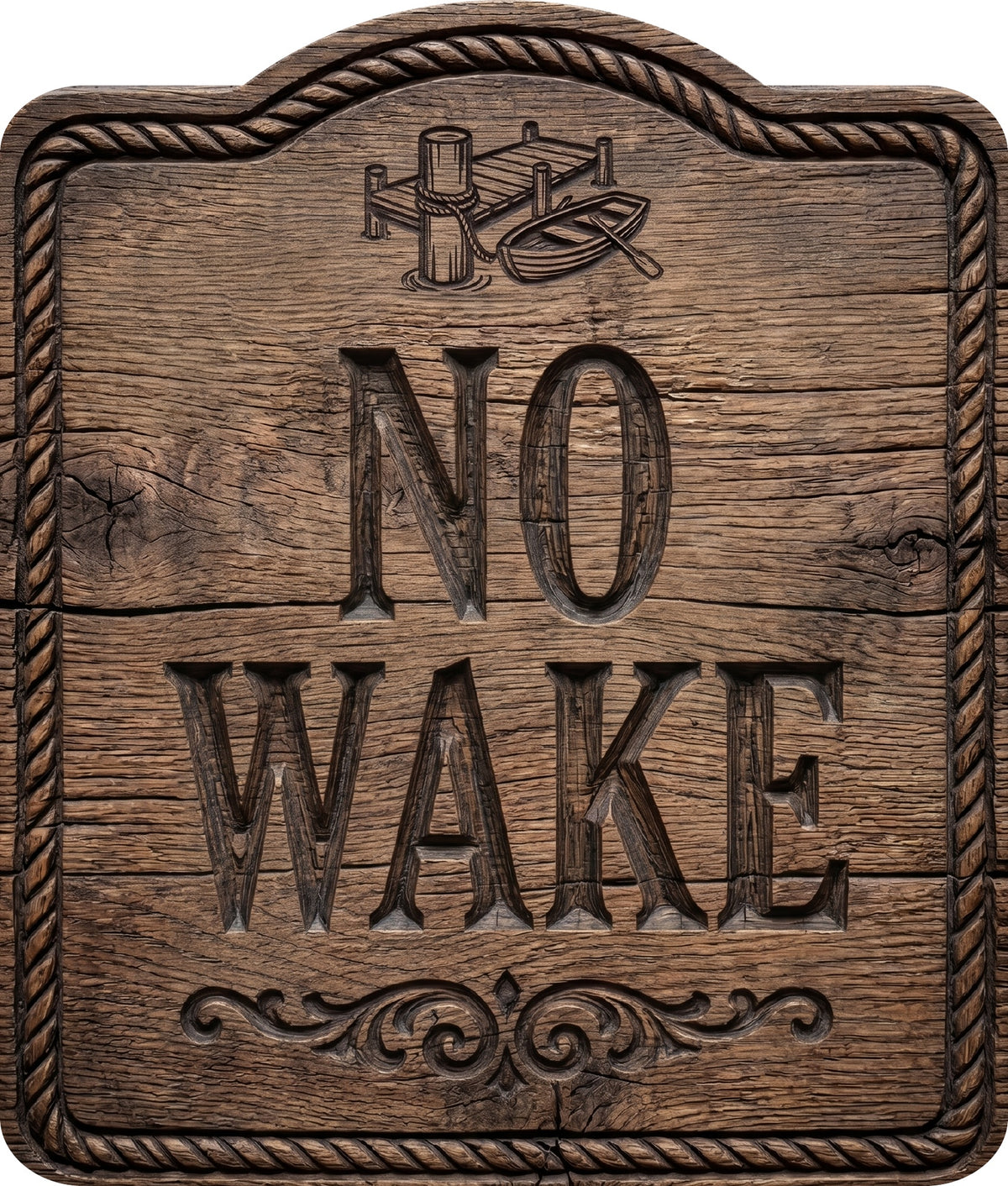 No Wake Rustic Sign