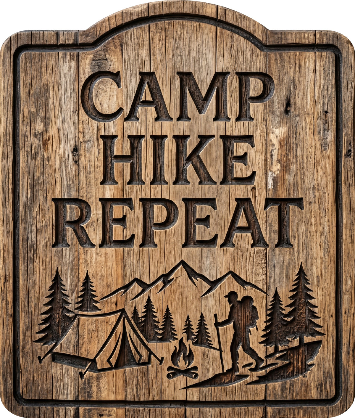 Camp Hike Repeat Rustic Sign