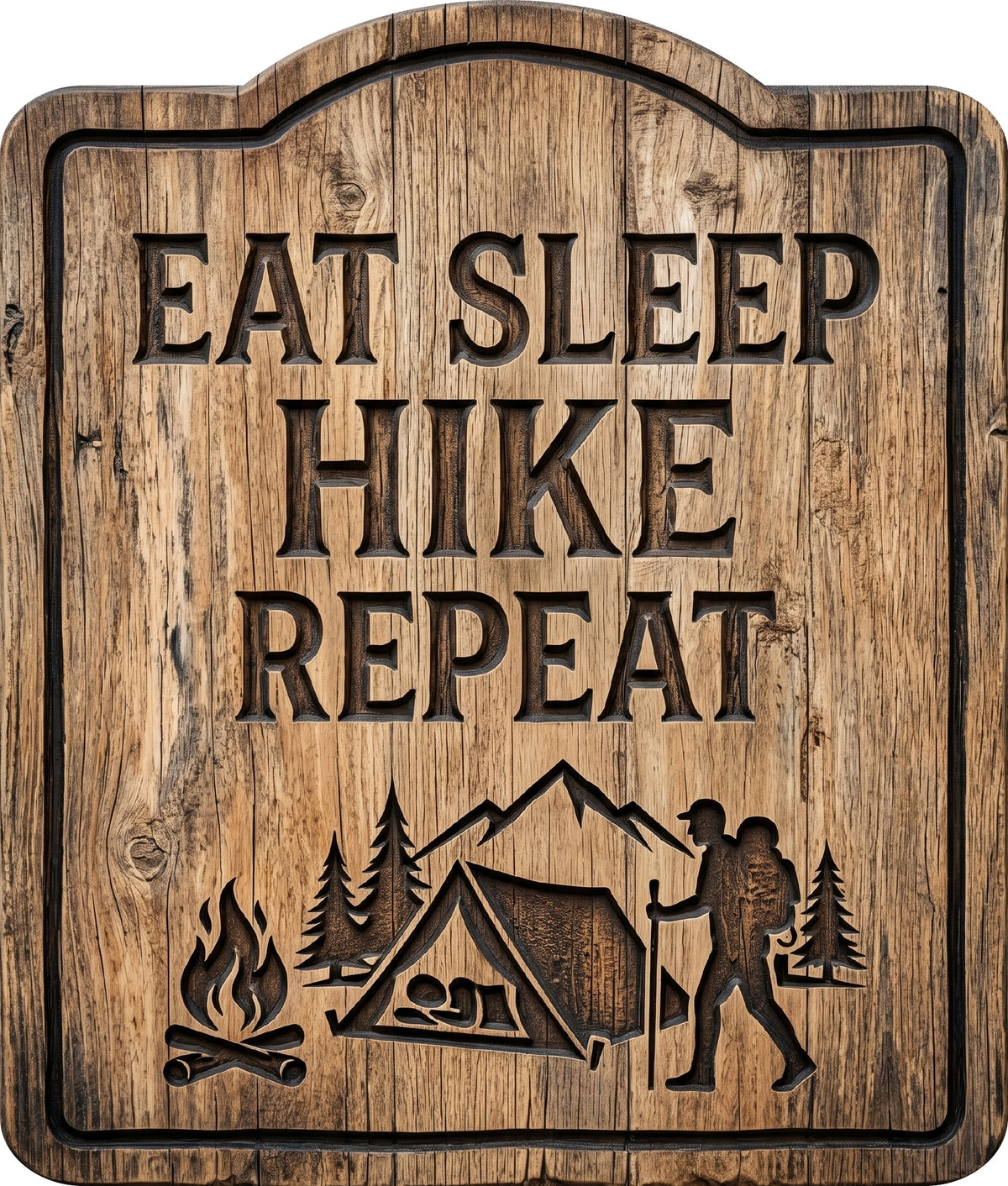 Eat Sleep Hike Repeat Rustic Sign