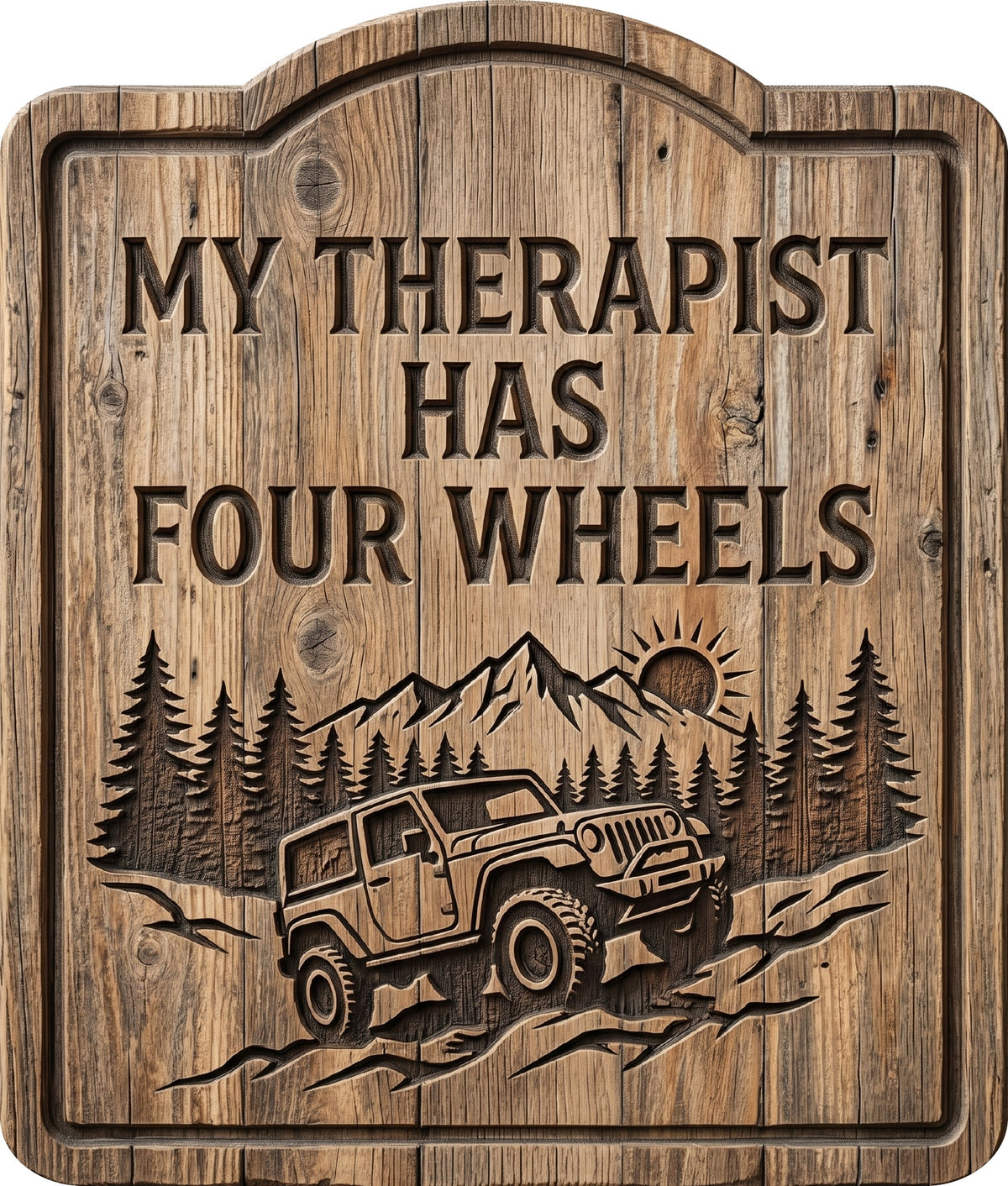 My Therapist Has Four Wheels Rustic Sign