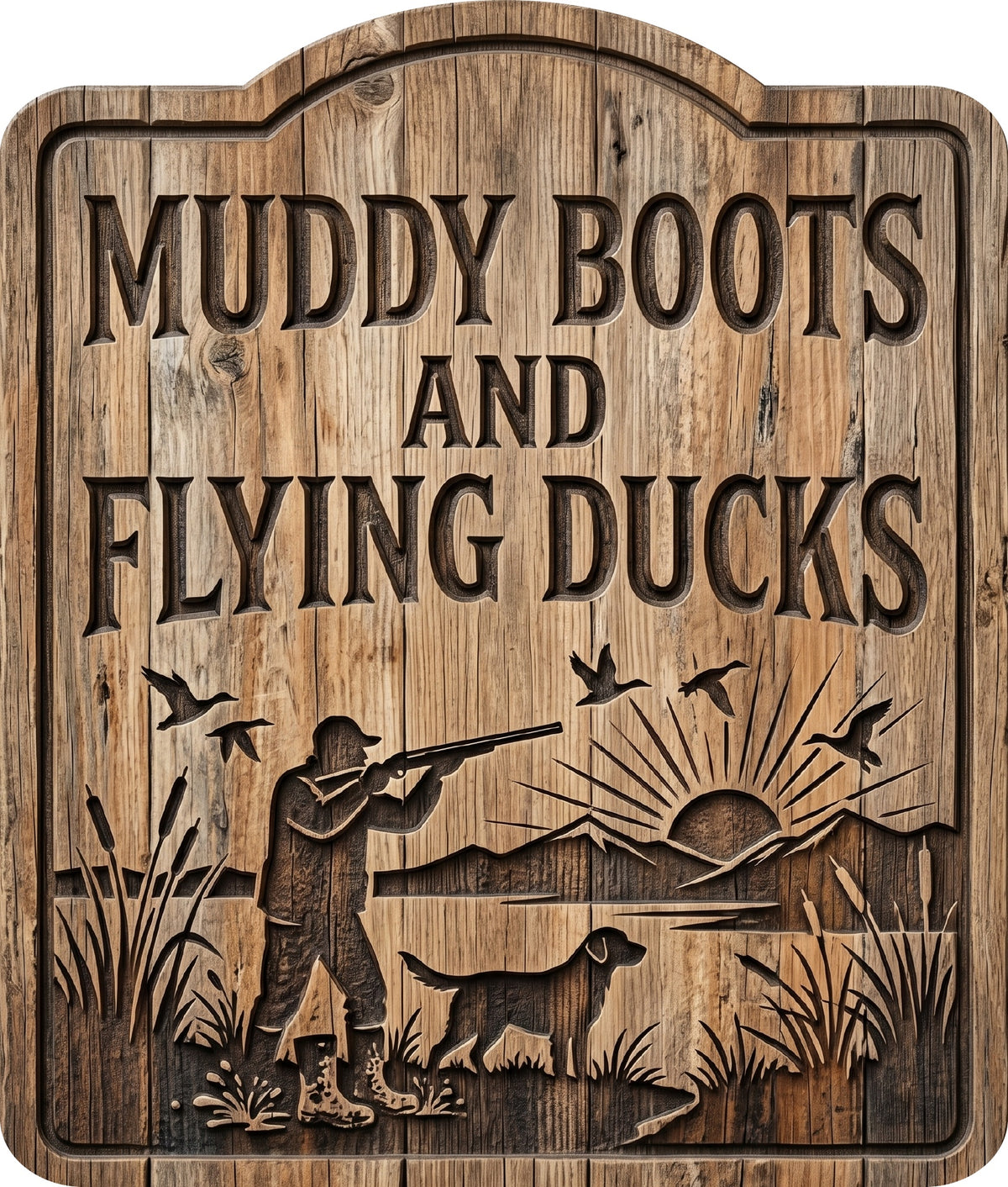 Muddy Boots and Flying Ducks Rustic Sign 15x18