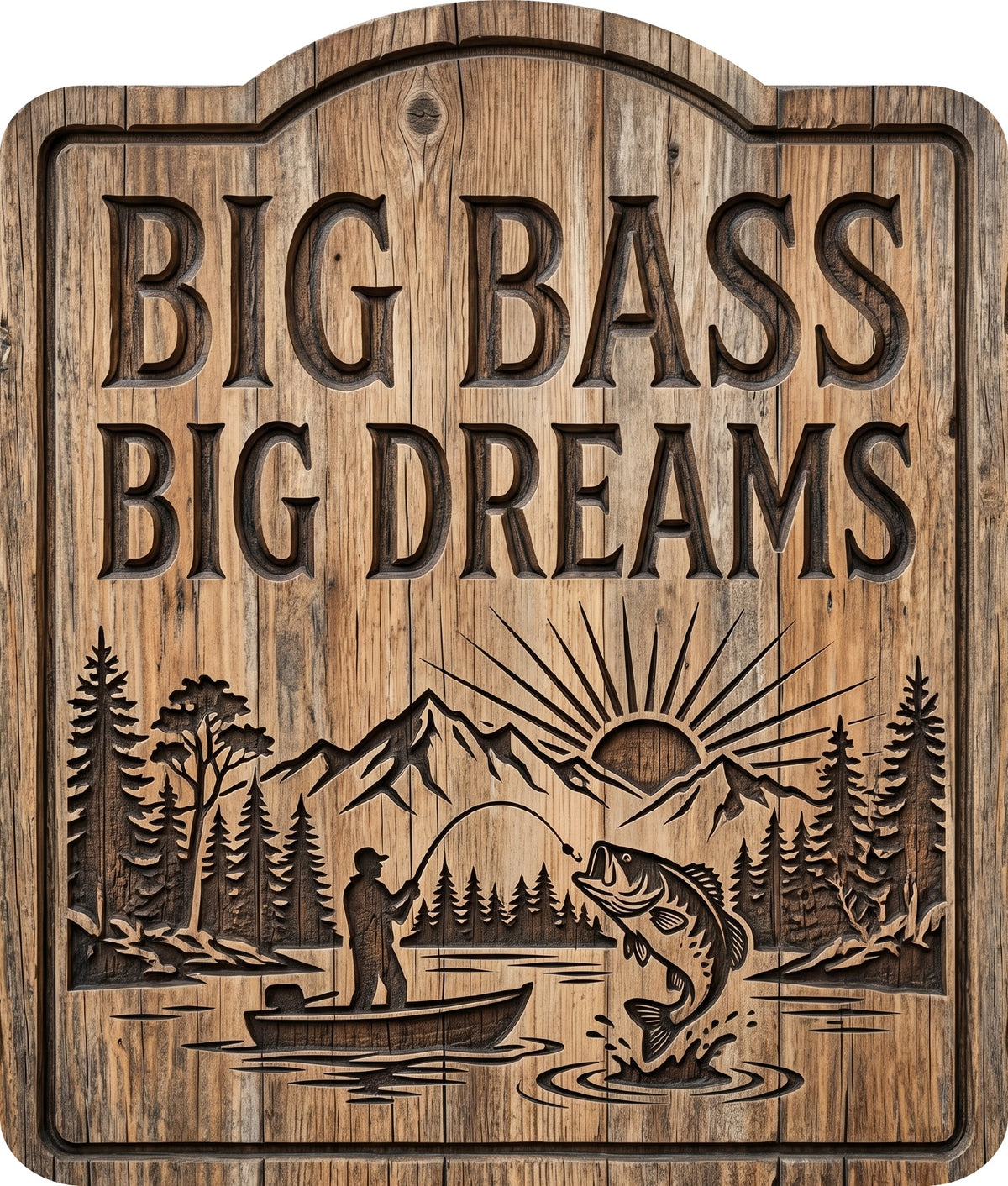 Big Bass Big Dreams Rustic Sign