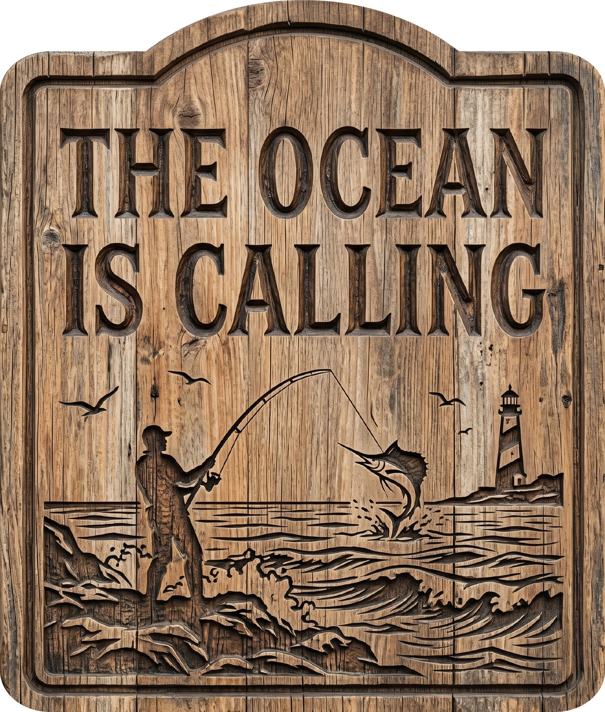 The Ocean Is Calling Rustic Sign