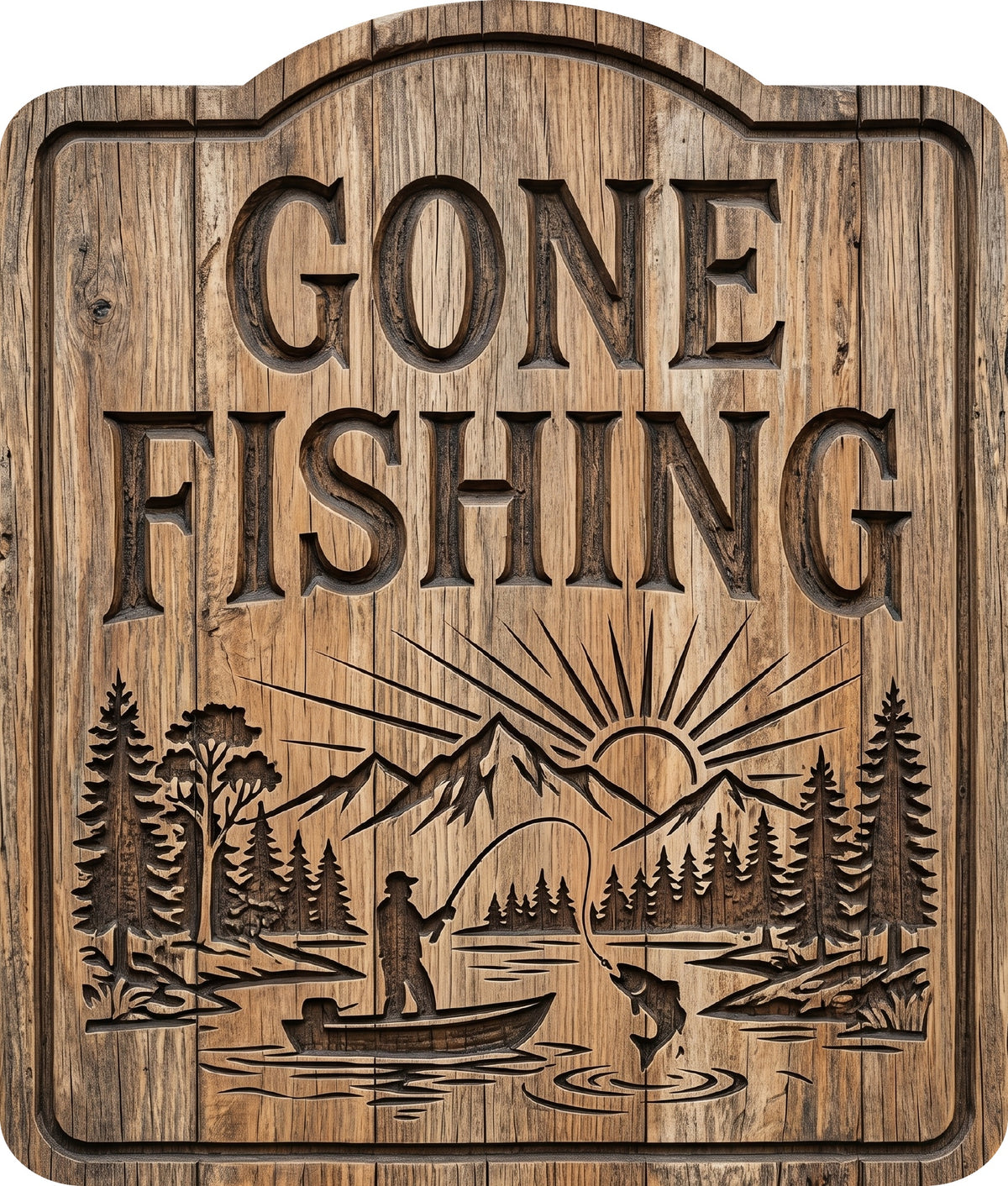 Gone Fishing Rustic Sign