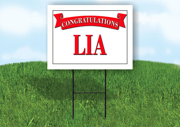 LIA CONGRATULATIONS RED BANNER 18in x 24in Yard sign with Stand