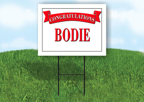 BODIE CONGRATULATIONS RED BANNER 18in x 24in Yard sign with Stand