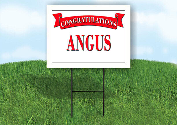 ANGUS CONGRATULATIONS RED BANNER 18in x 24in Yard sign with Stand