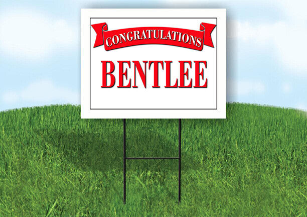 BENTLEE CONGRATULATIONS RED BANNER 18in x 24in Yard sign with Stand