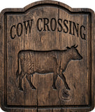 Cow Crossing Rustic Sign