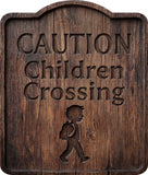 Caution Children Crossing Rustic Sign