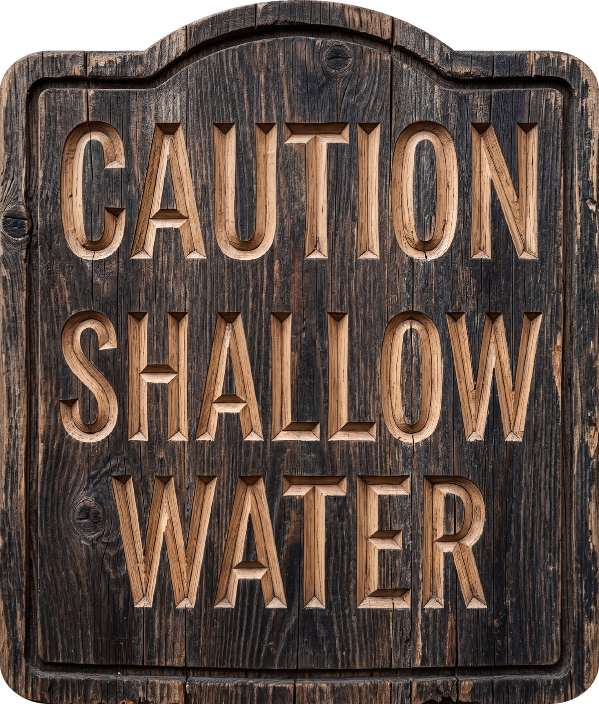 Caution Shallow Water Rustic Sign