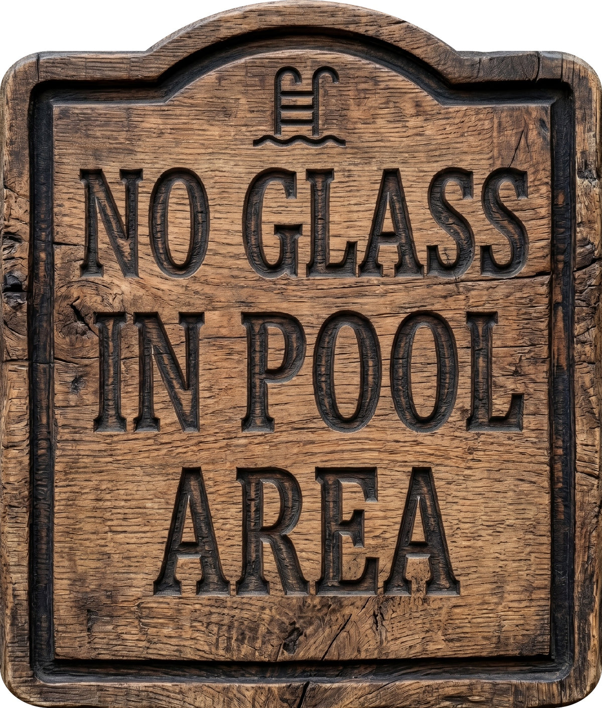 No Glass in Pool Area Rustic Sign
