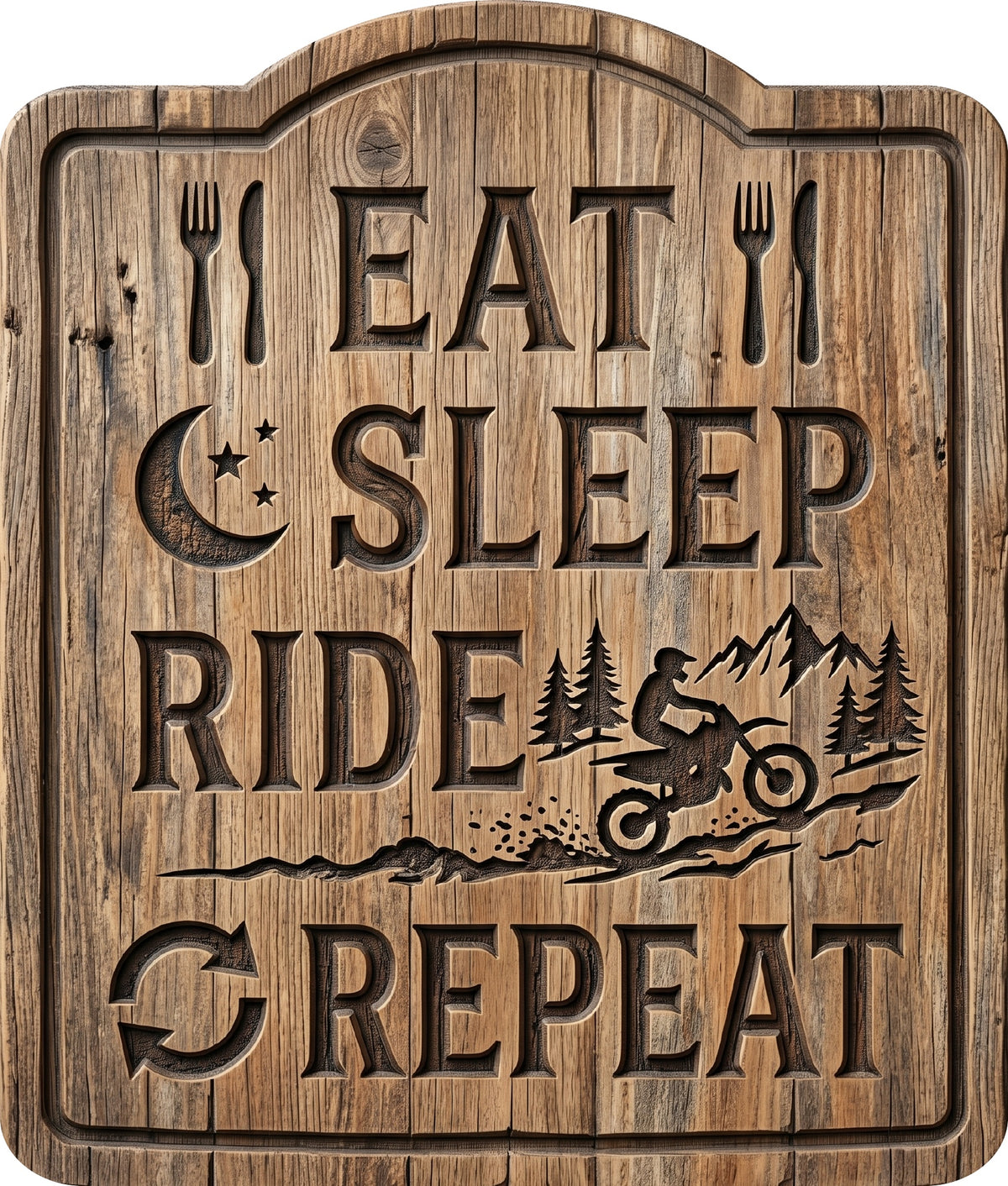 Eat Sleep Ride Repeat Rustic Sign