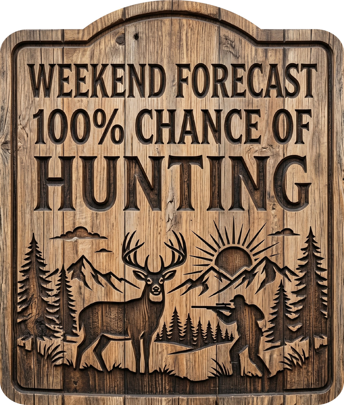 Weekend Forecast 100 Percent Chance of Hunting Rustic Sign