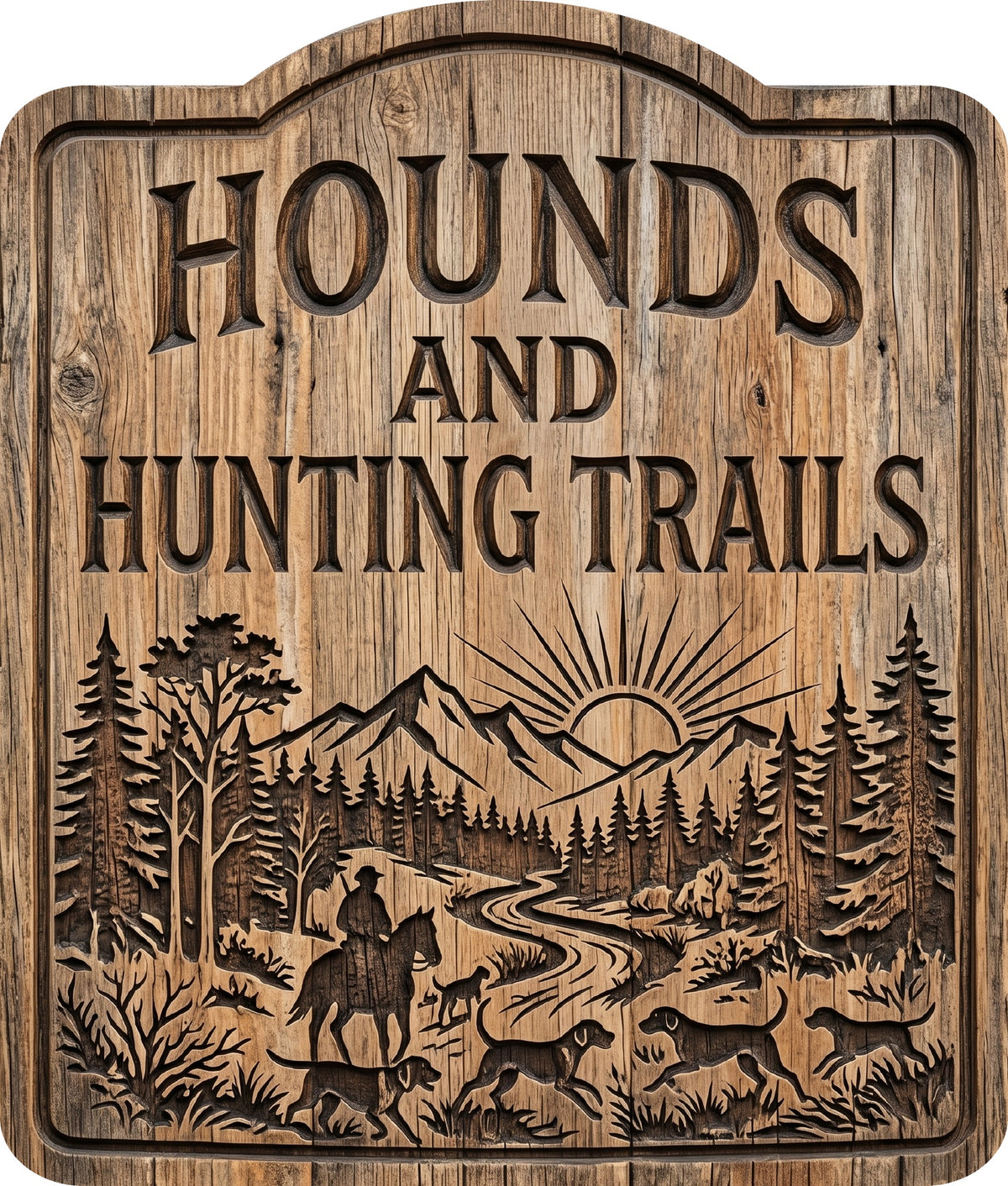 56. Hounds and Hunting Trails Rustic Sign