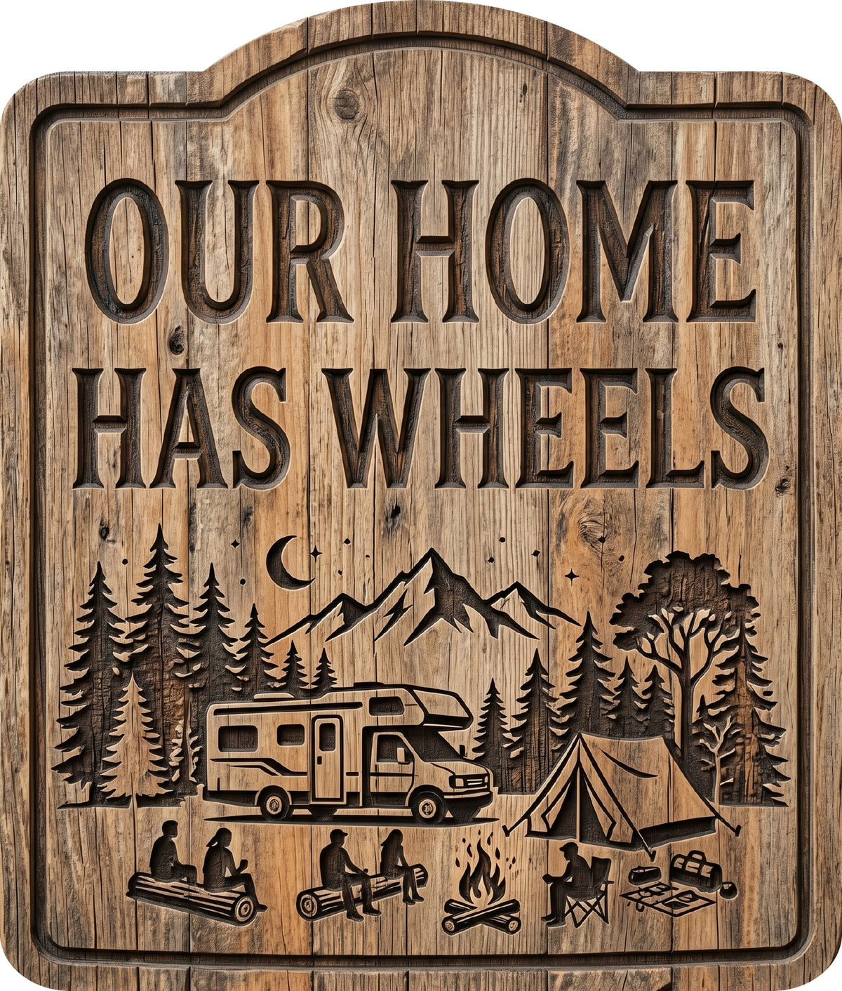 Our Home Has Wheels Rustic Sign
