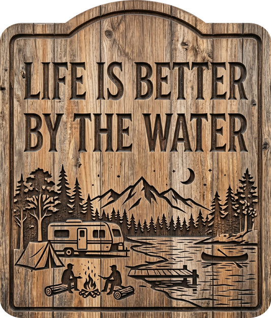 Life Is Better by the Water Rustic Sign 15x18