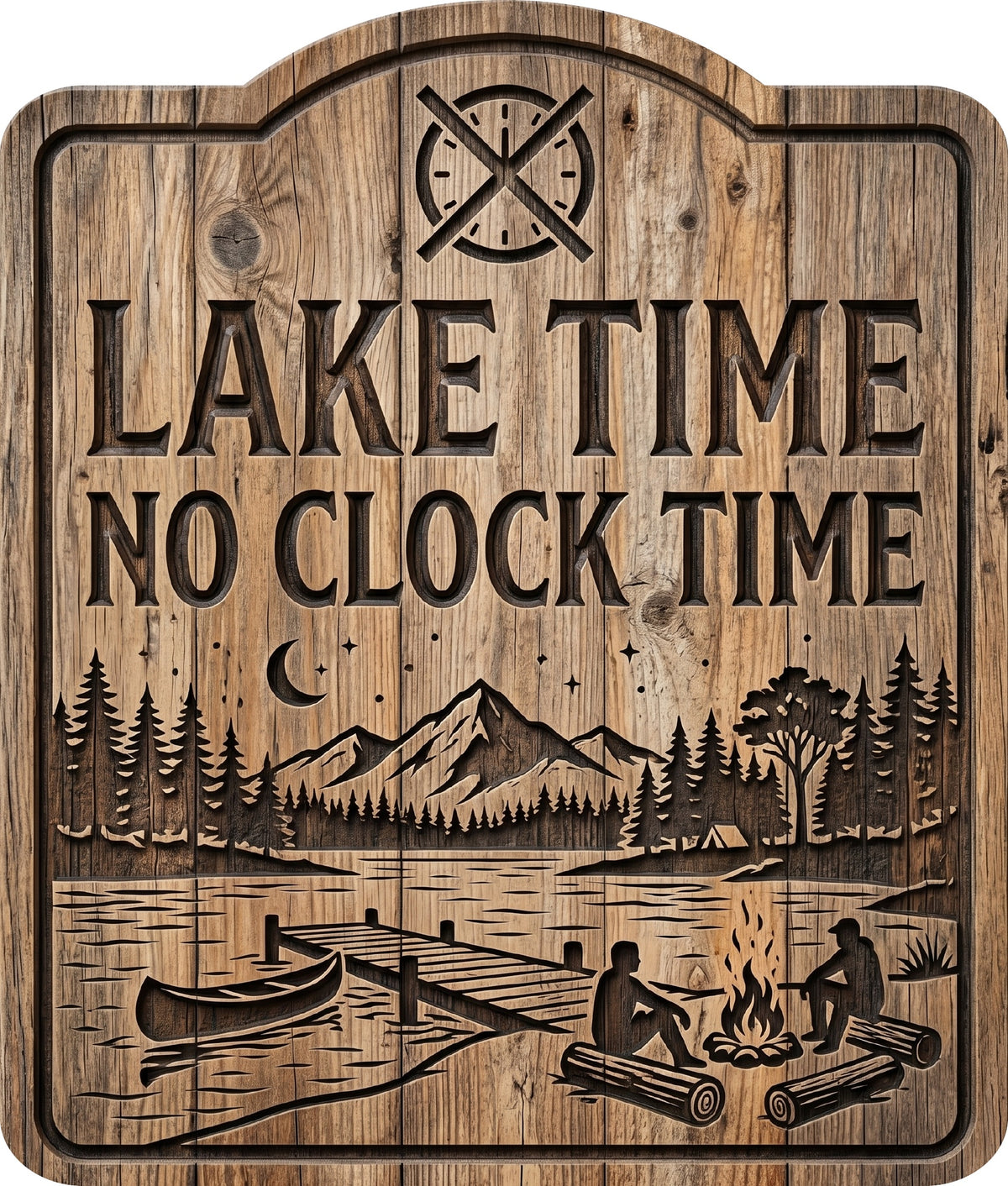 Lake Time No Clock Time Rustic Sign