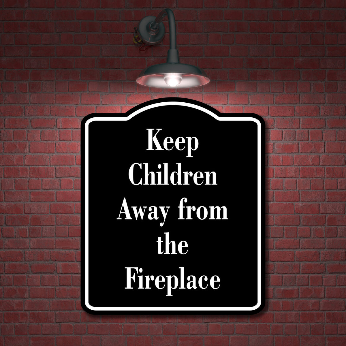 Keep Children Away from the Fireplace Child Safty BLACK Aluminum Composite Sign