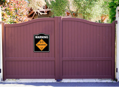 Warning_Explosives_1.2_orange_safty_osha_danger_black Aluminum Composite Sign