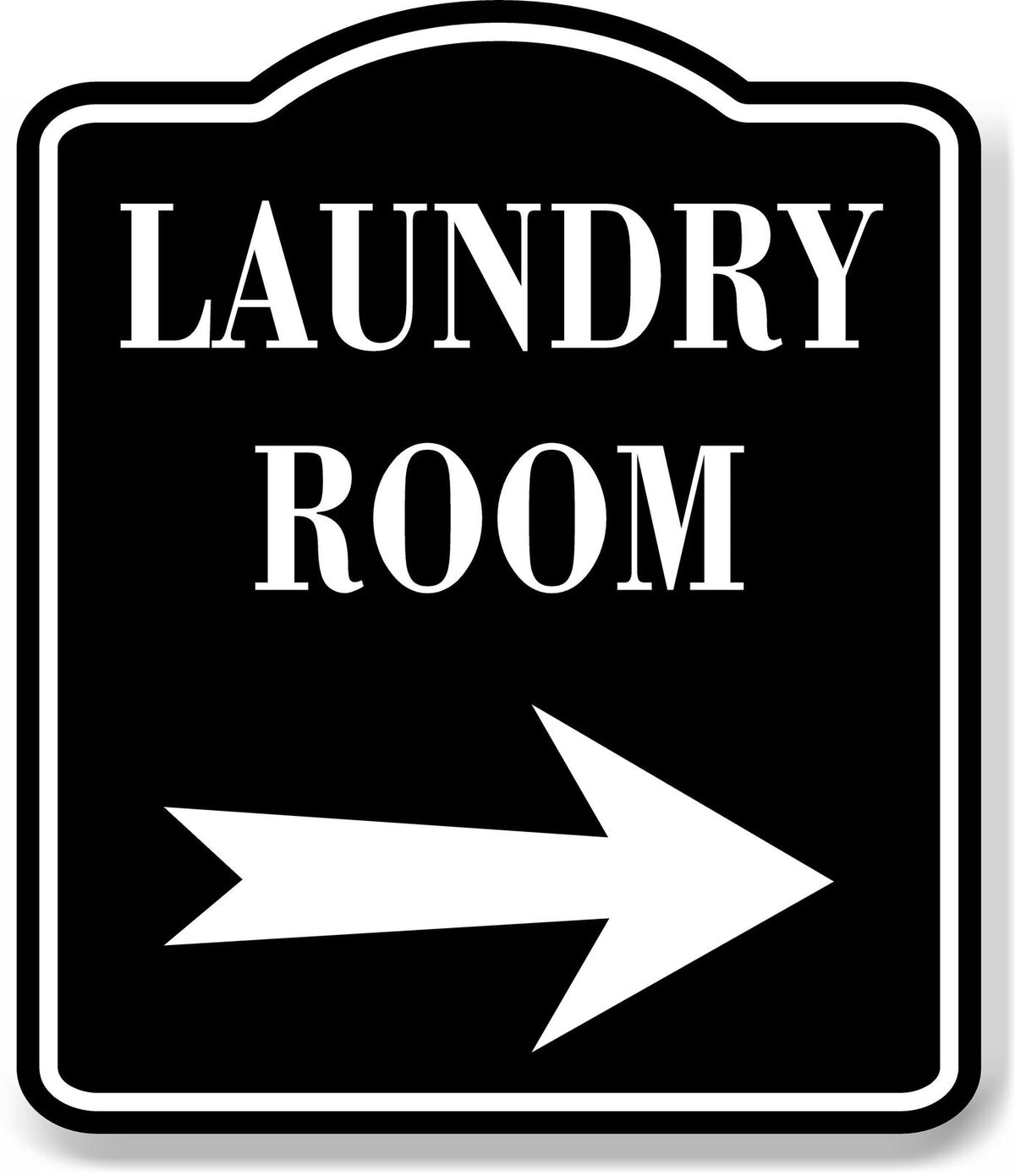 Laundry Room Right Arrow BLACK Aluminum Composite Sign