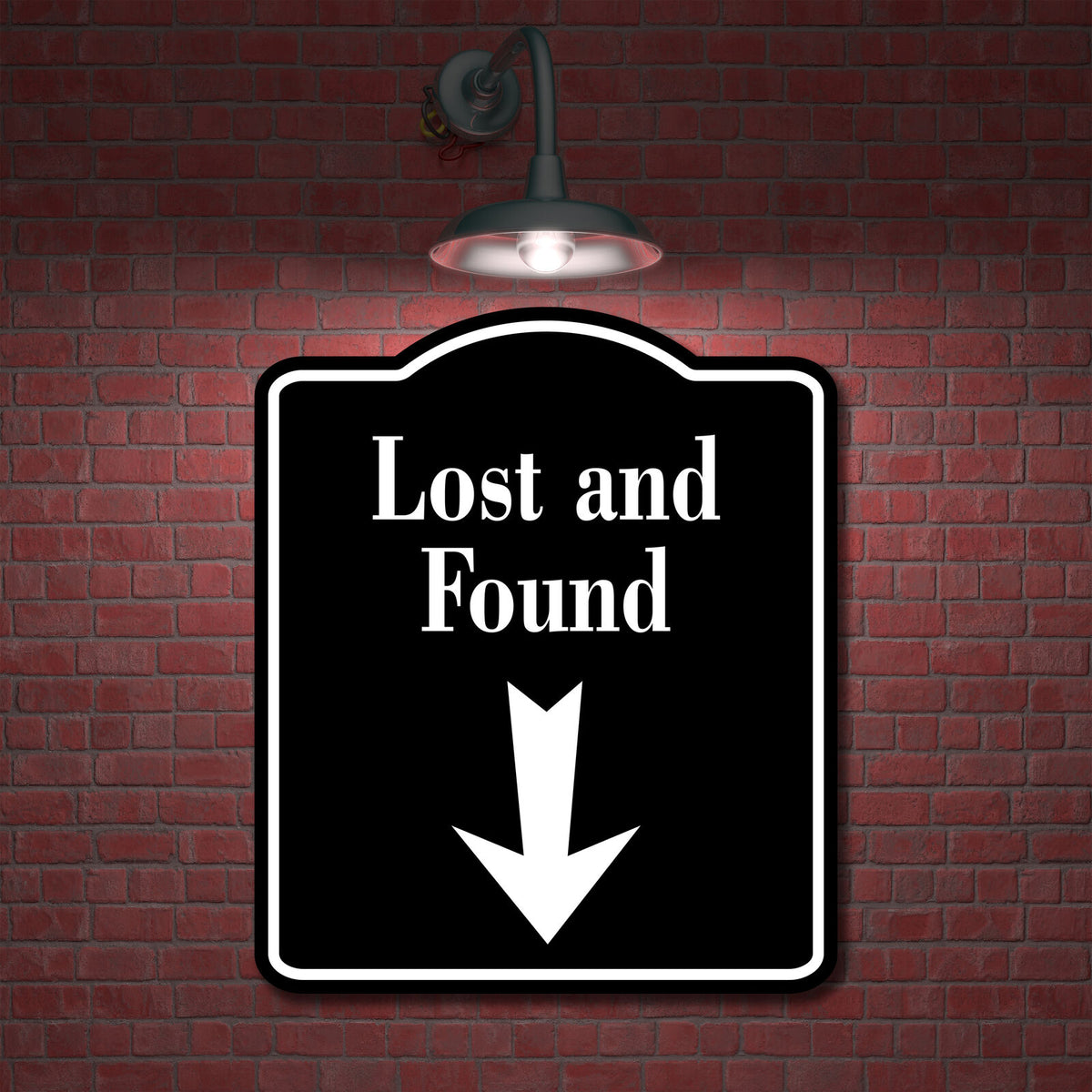 Lost and Found Down Arrow BLACK Aluminum Composite Sign