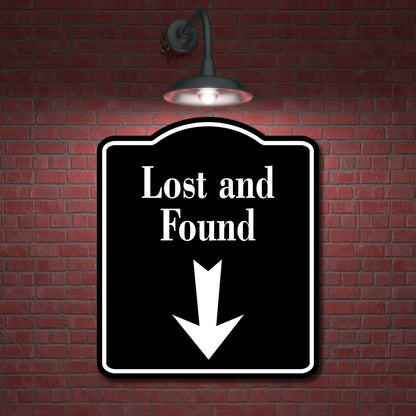 Lost and Found Down Arrow BLACK Aluminum Composite Sign