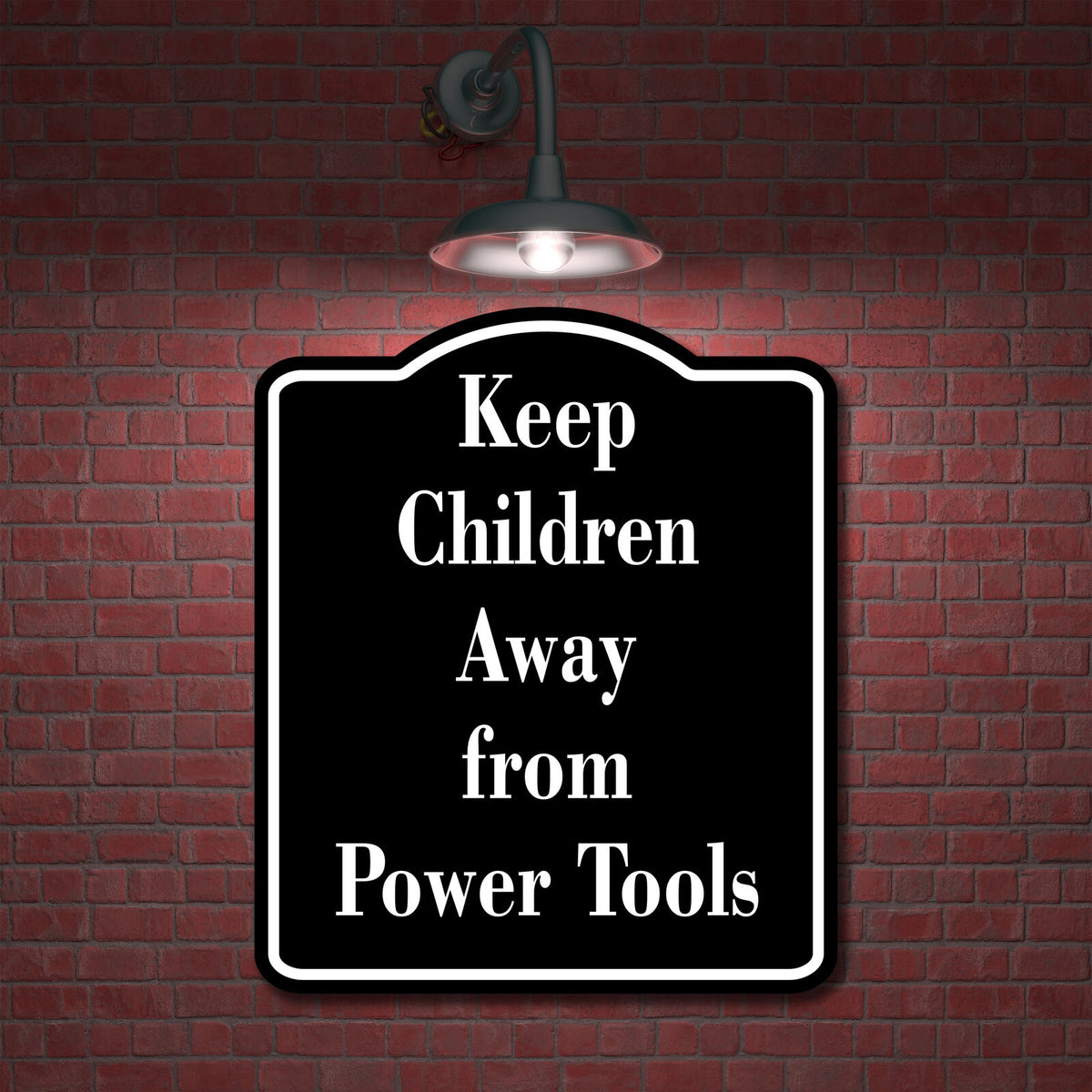 Keep Children Away from Power Tools BLACK Aluminum Composite Sign