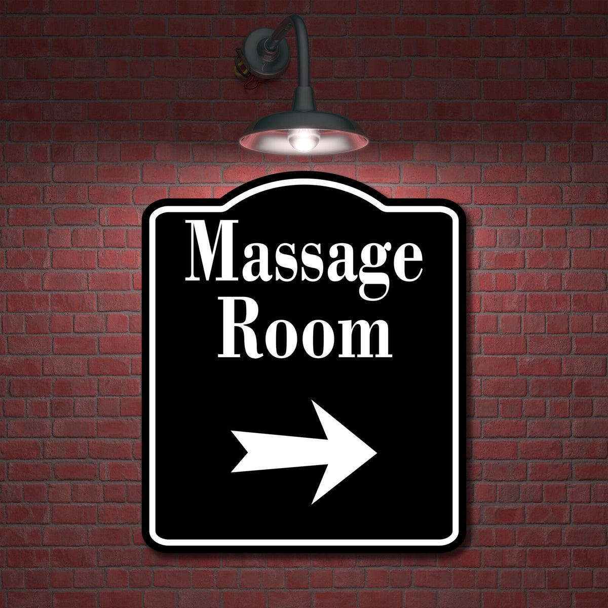 Massage Right Arrow BLACK Aluminum Composite Sign