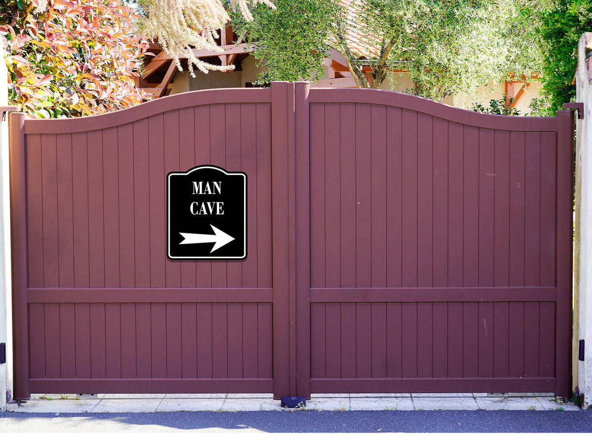 Man Cave Right Arrow BLACK Aluminum Composite Sign