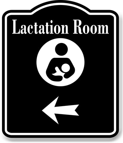 Lactation Room Left Arrow BLACK Aluminum Composite Sign