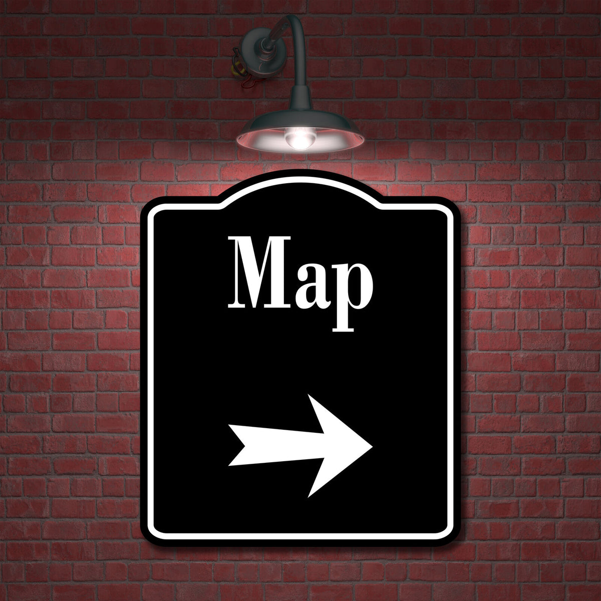 Map Directions Right Arrow BLACK Aluminum Composite Sign