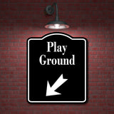 Play Ground 45 Degree Down Left Arrow BLACK Aluminum Composite Sign