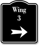 Wing 3 Right Arrow BLACK Aluminum Composite Sign