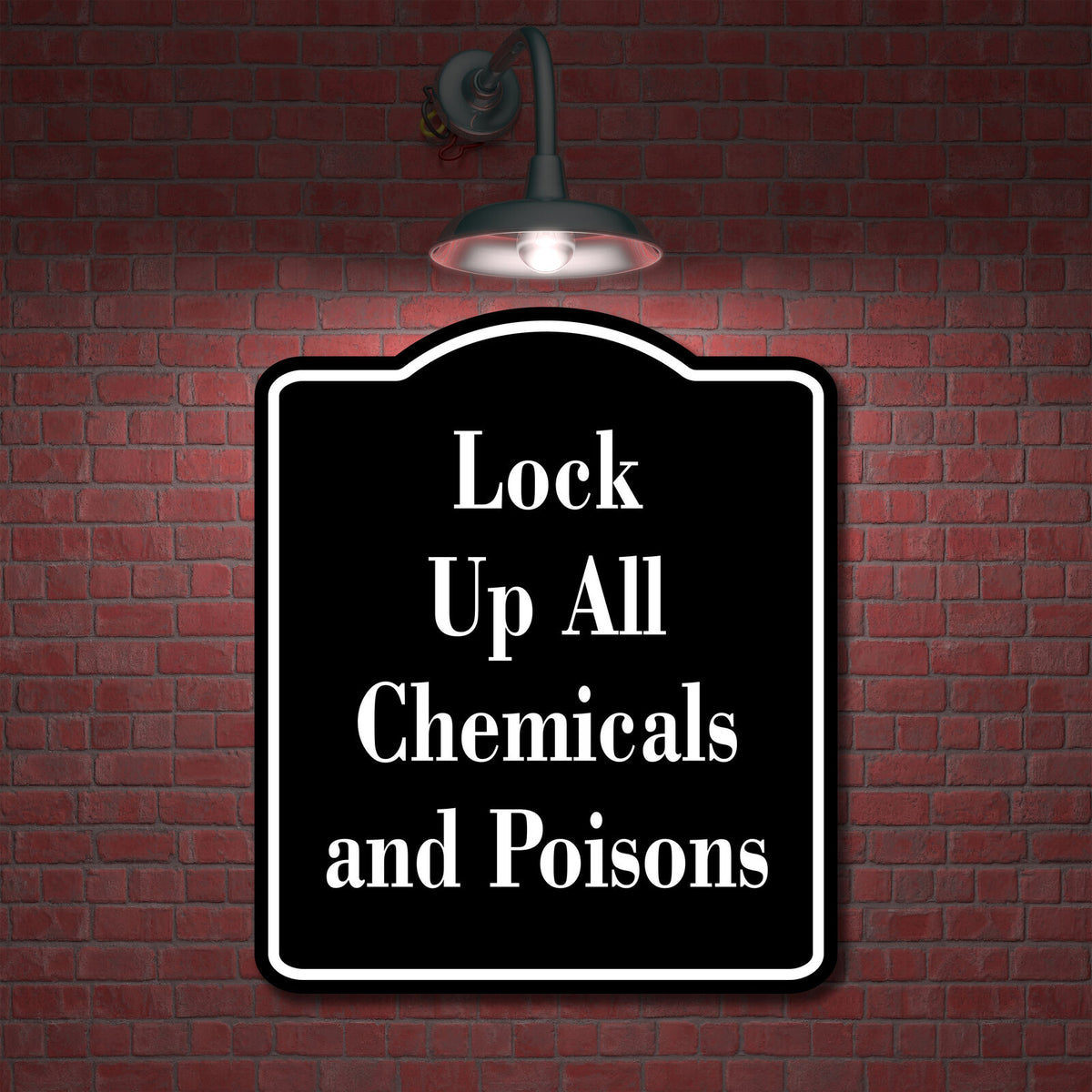Lock Up All Chemicals and Poisons Child Safty BLACK Aluminum Composite Sign