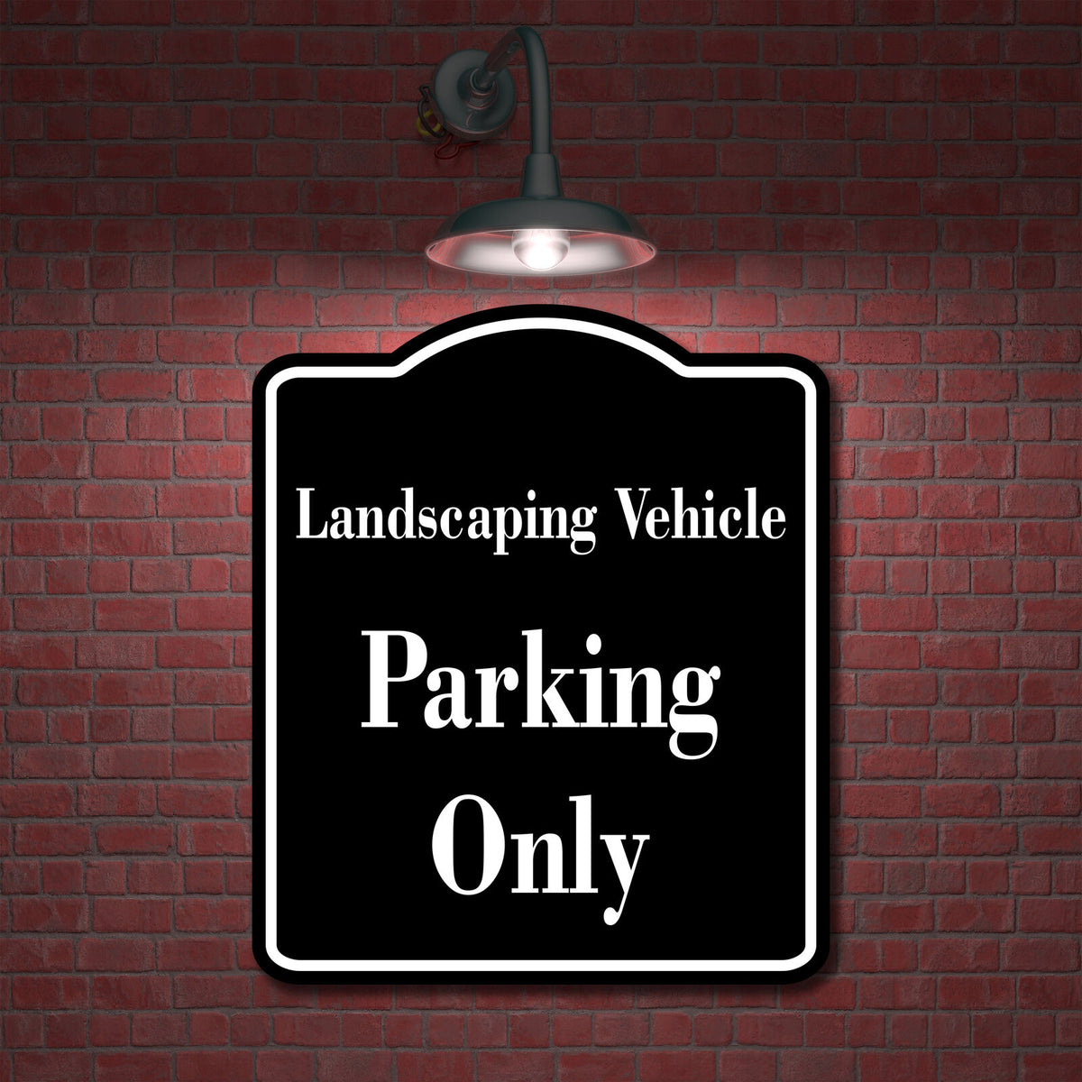 Landscaping Vehicle Parking Only BLACK Aluminum Composite Sign