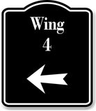Wing 4 Left Arrow BLACK Aluminum Composite Sign