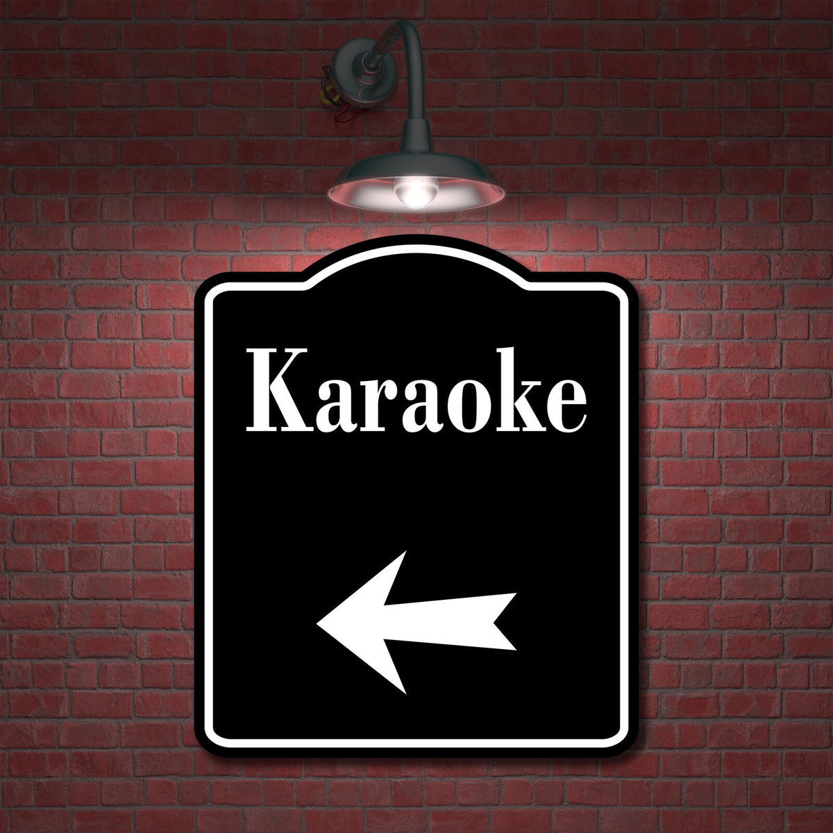 Karaoke Left Arrow BLACK Aluminum Composite Sign