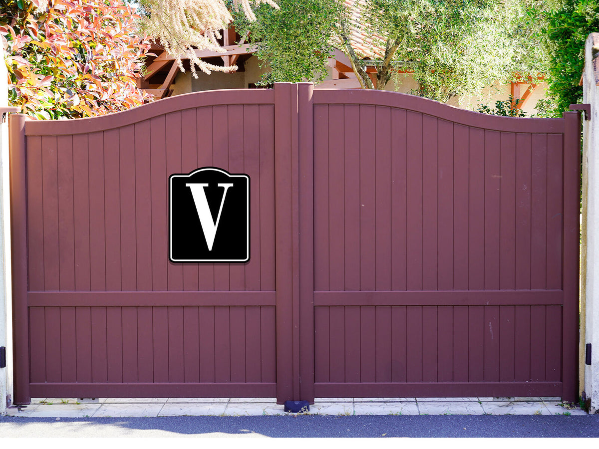 Letter V Bin Aisle Row Marker Label BLACK Aluminum Composite Sign