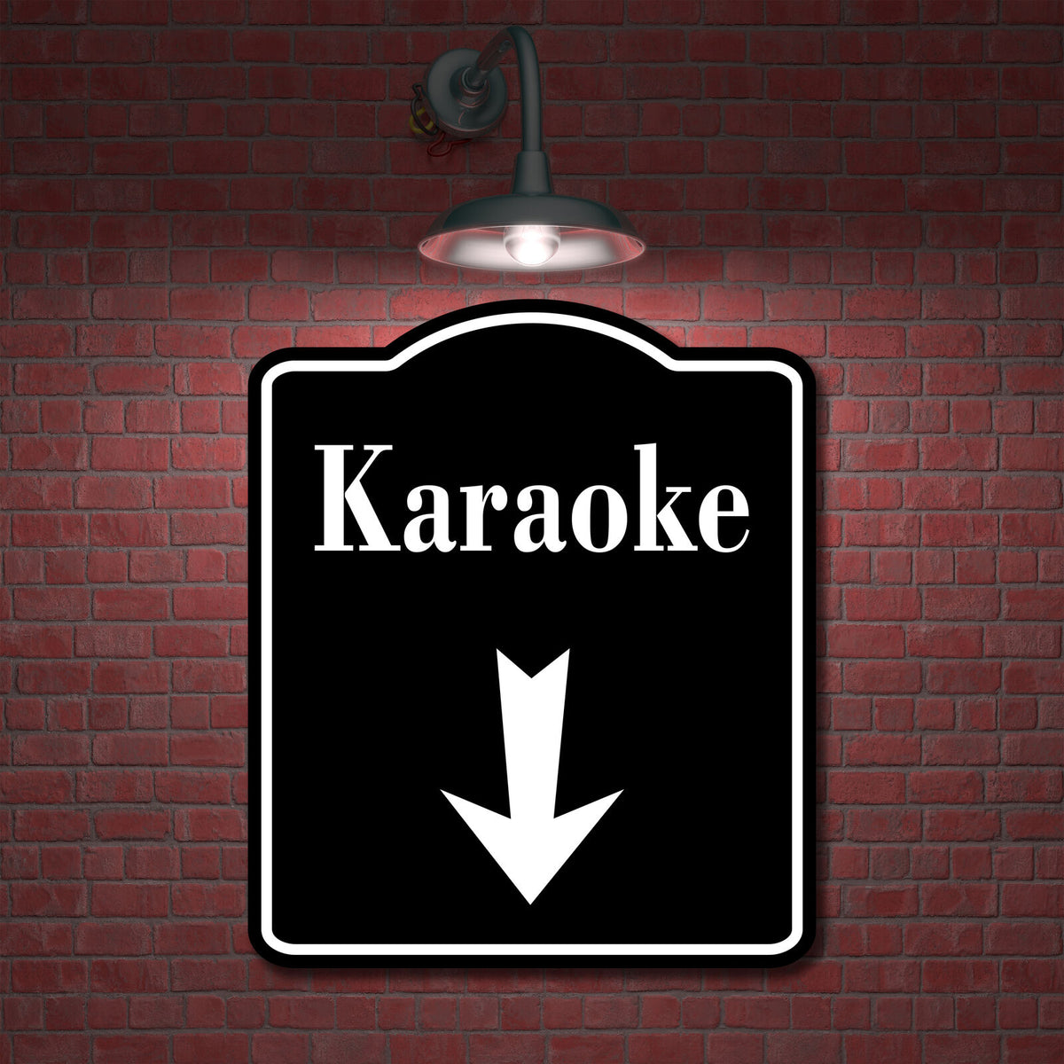 Karaoke Down Arrow BLACK Aluminum Composite Sign