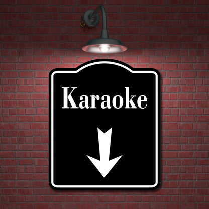 Karaoke Down Arrow BLACK Aluminum Composite Sign