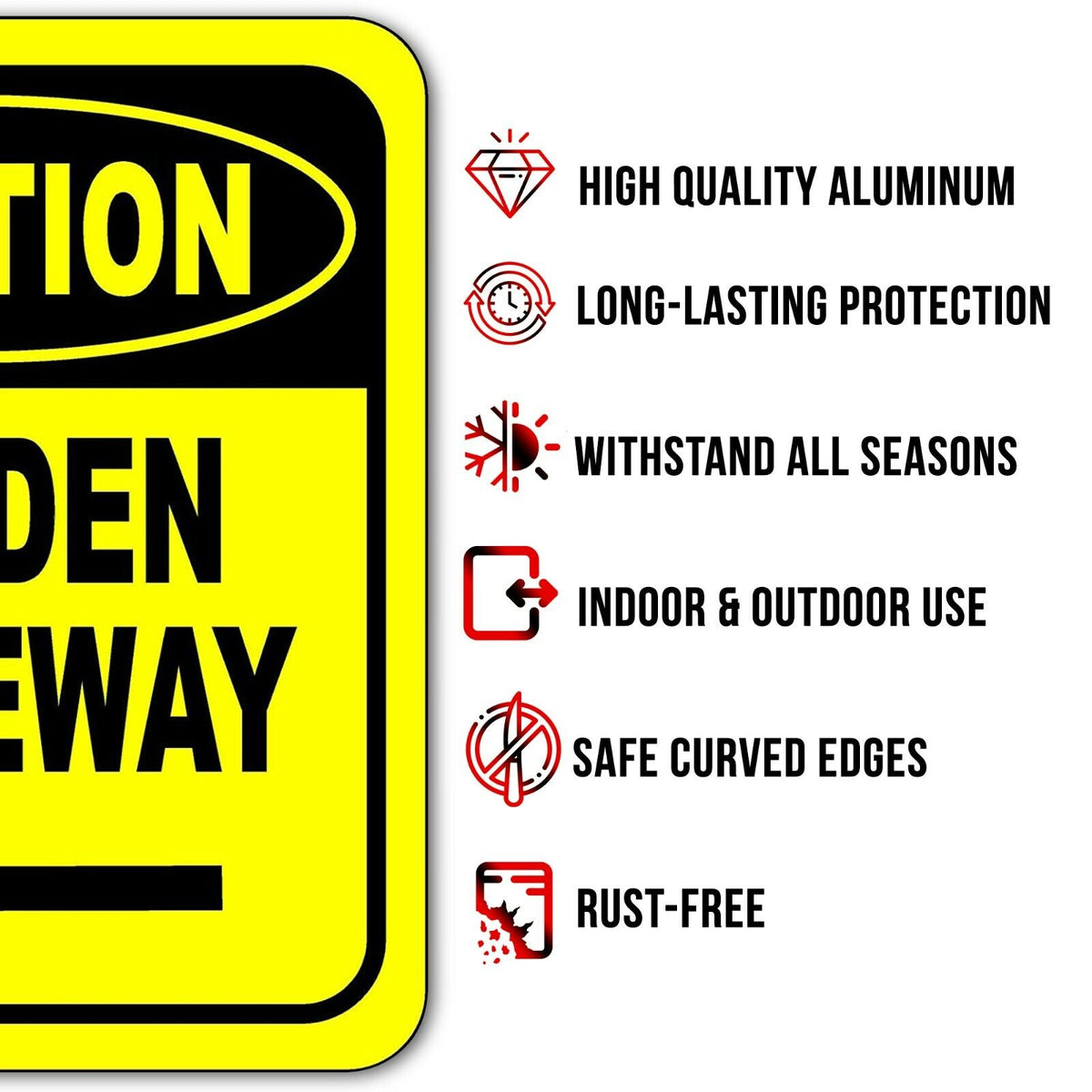CAUTION HIDDEN DRIVEWAY LEFT ARROW Metal Aluminum Composite Sign