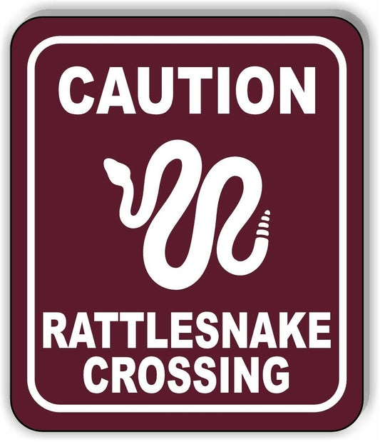 CAUTION RATTLESNAKE CROSSING TRAIL Metal Aluminum composite sign