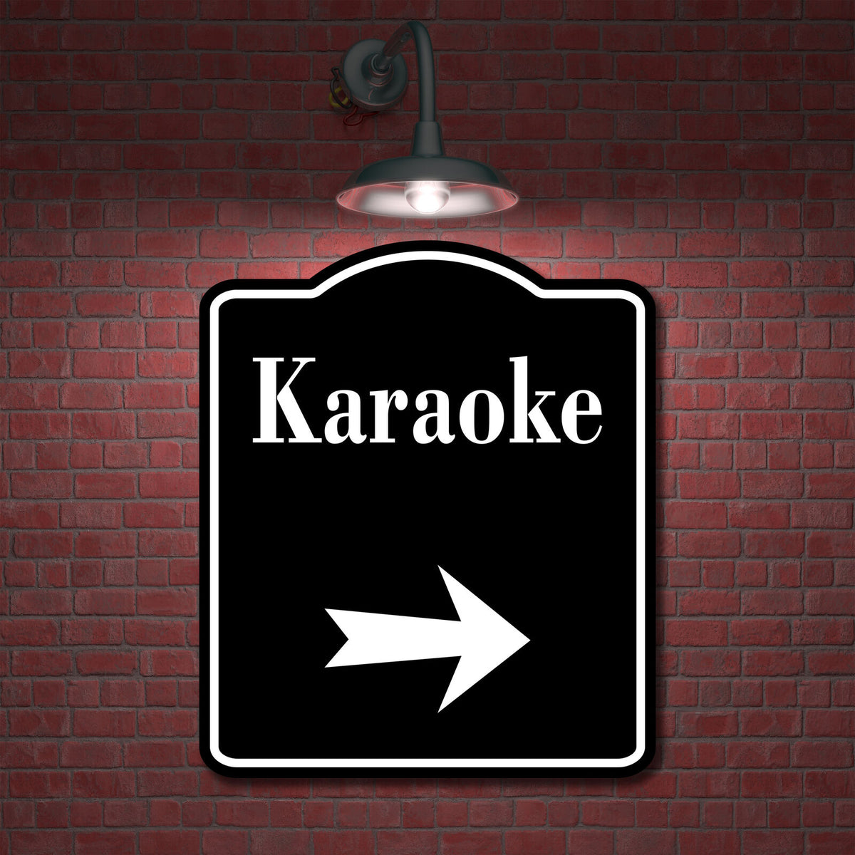Karaoke Right Arrow BLACK Aluminum Composite Sign