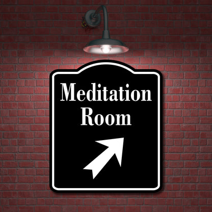 Meditation Room 45 Degree Up Right Arrow BLACK Aluminum Composite Sign