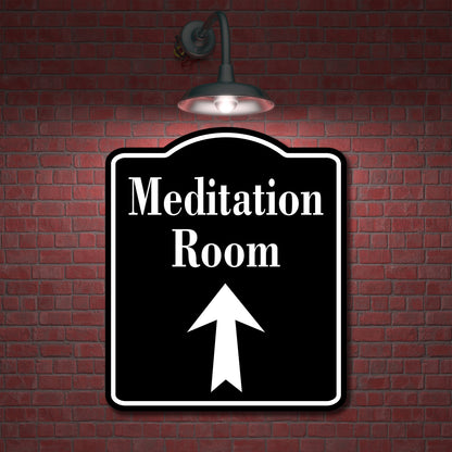 Meditation Room Up Arrow BLACK Aluminum Composite Sign