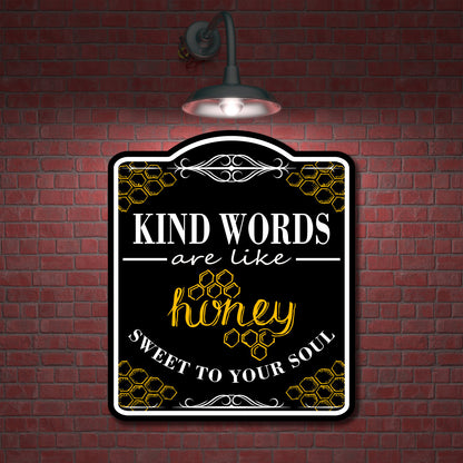 Kind Words Are Like Honey Sweet To Your Soul BLACK Aluminum Composite Sign